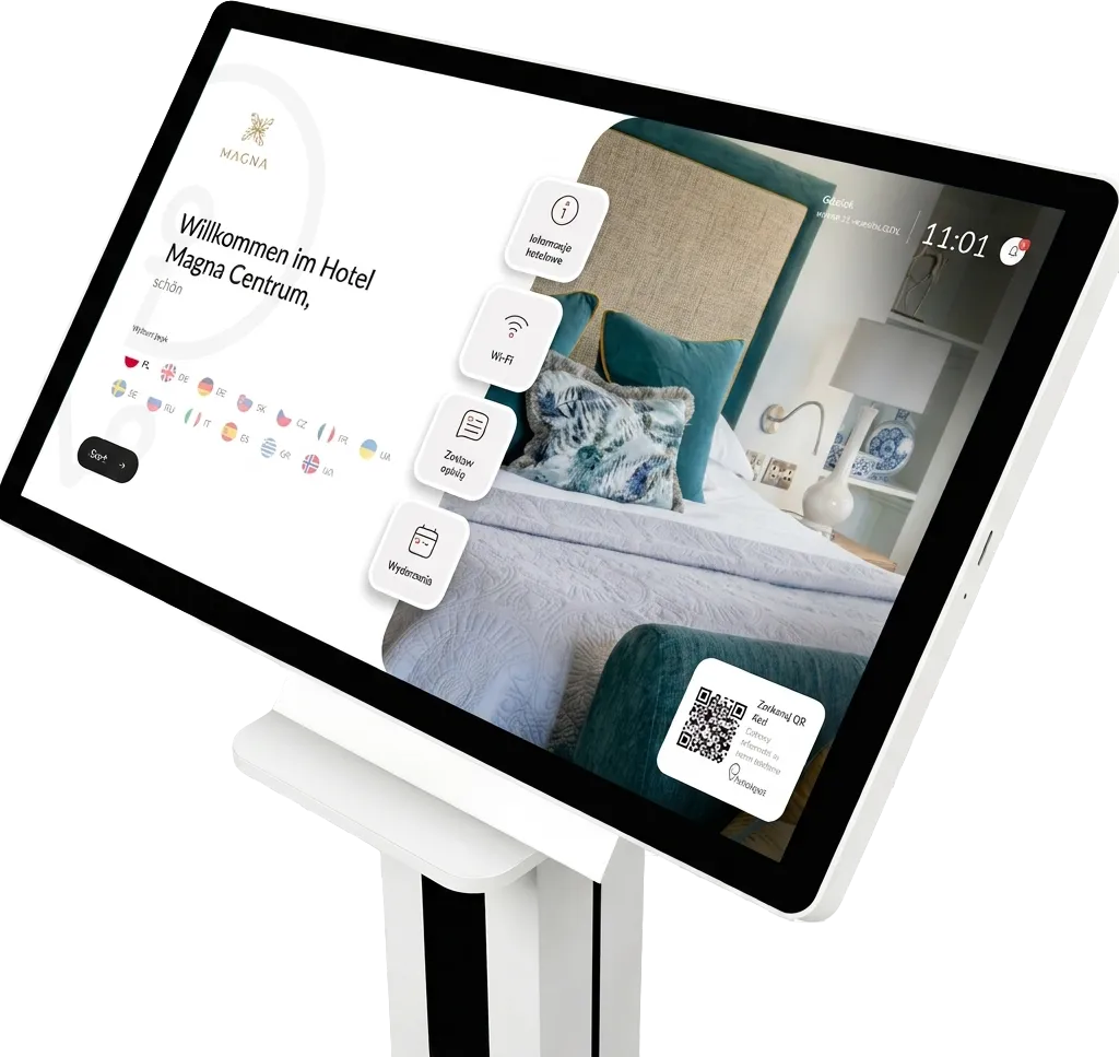 Digital Pod: ekran dotykowy 24 do 32" na stojaku z aplikacją hotelu