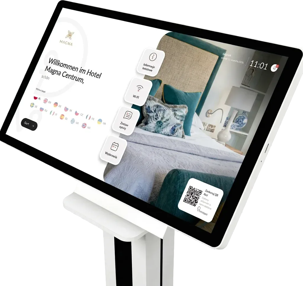 Ekran Digital Pod hotelspot z ekranem powitalnym hotelu